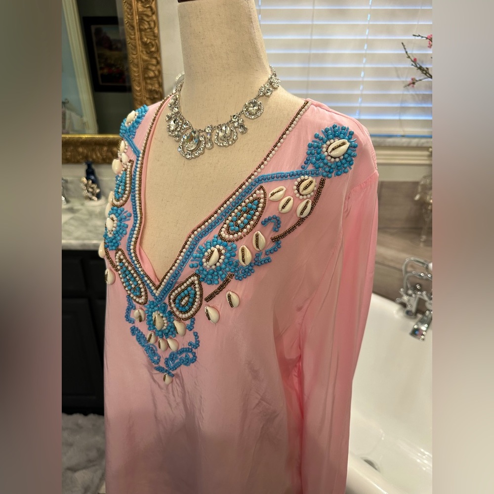 Pristine Boston Proper Pink Shell Embellished Sexy Tunic Style Top S - Picture 13 of 13